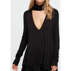 Free people uptown turtleneck Chest cutout Choker womens medium black Whimsigoth